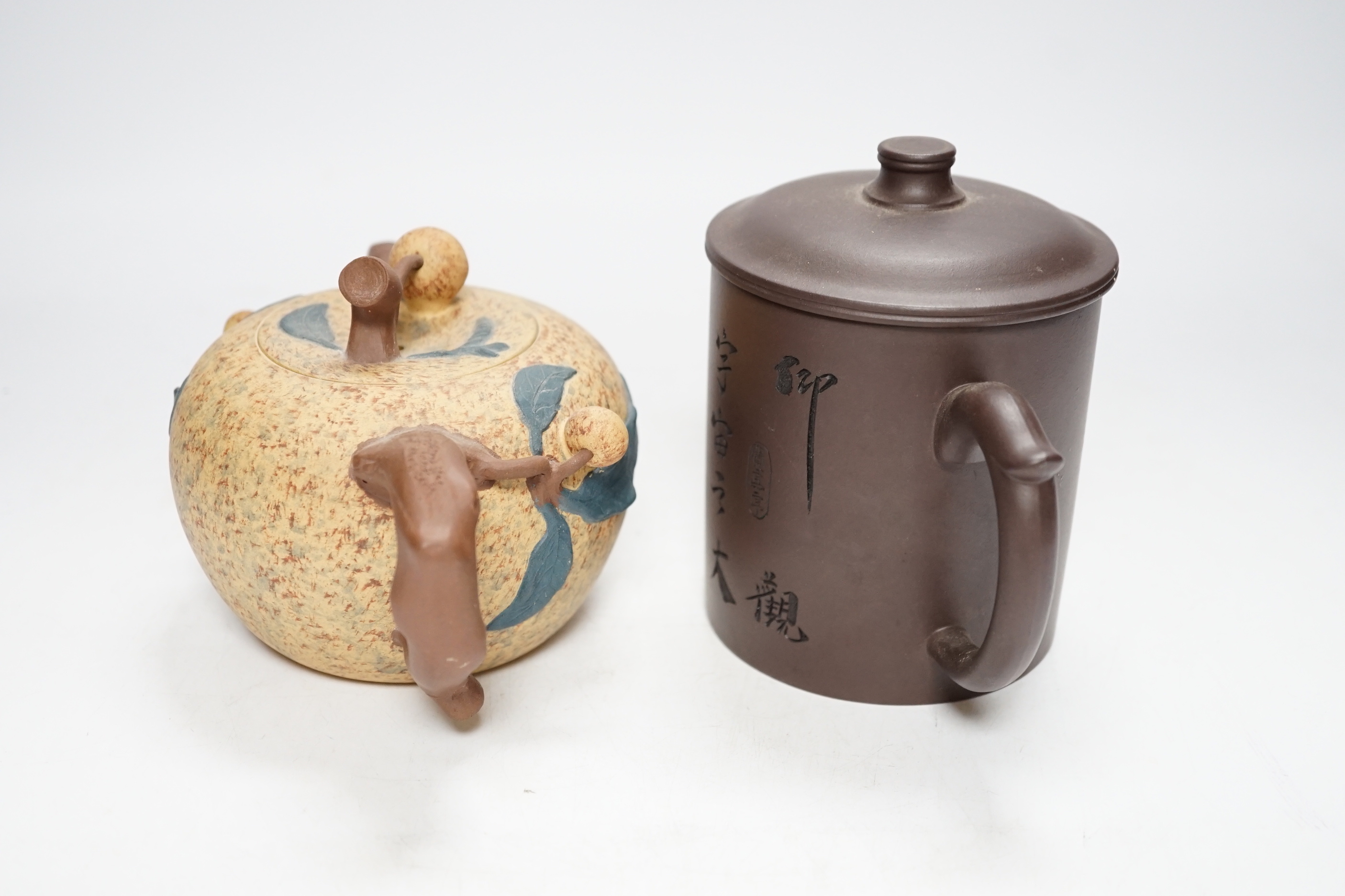 Two Chinese Yixing pottery teapots, one Republic period. Tallest 12.5cm